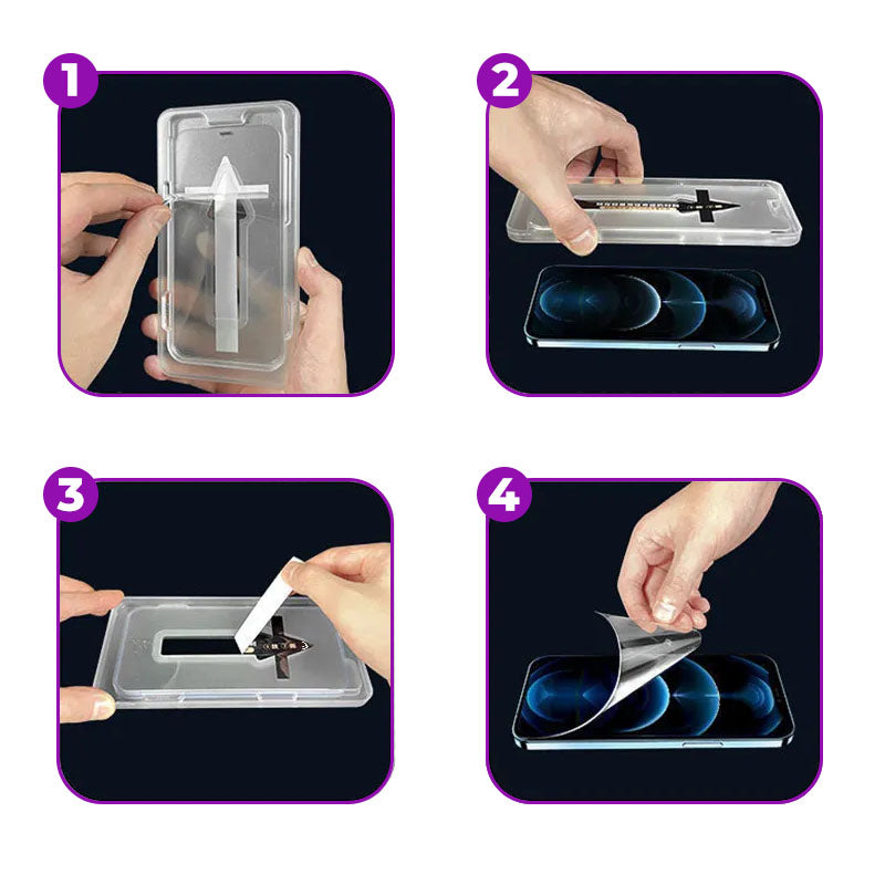 ShieldPro - Película de Vidro Com Cobertura Total e Tecnologia de Auto Aplicação Sem Bolhas